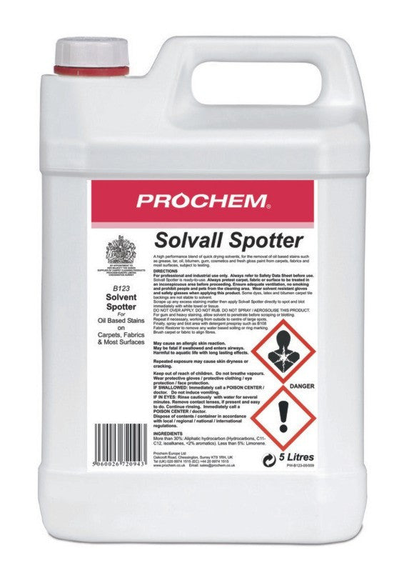 NIMBUS | Prochem B123-05 Solvall Spotter 5 Litre | Chemicals, Multibuy, Problem Solvers, Prochem, prochem chemicals, Spot & Stain Removers, Stain Removers, | Prochem