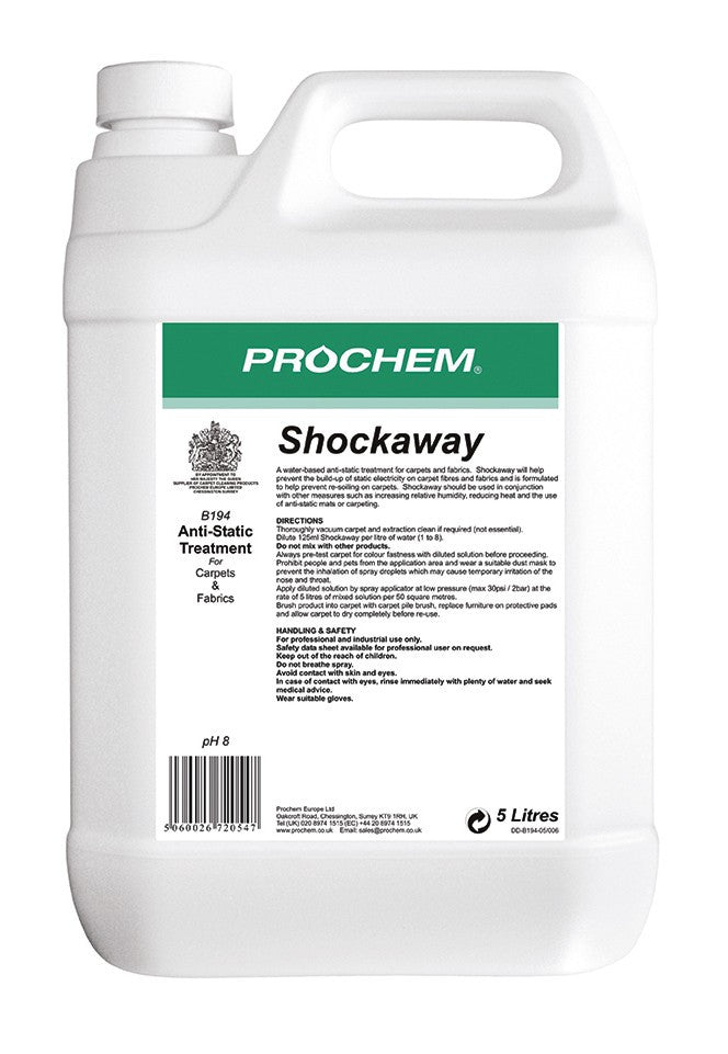 NIMBUS | Prochem B194-05 Shockaway 5 Litre | Carpet & Fabric Protective Treatments, Chemicals, Multibuy, Problem Solvers, Prochem, prochem chemicals, Protective Treatments, winter sale, | Prochem