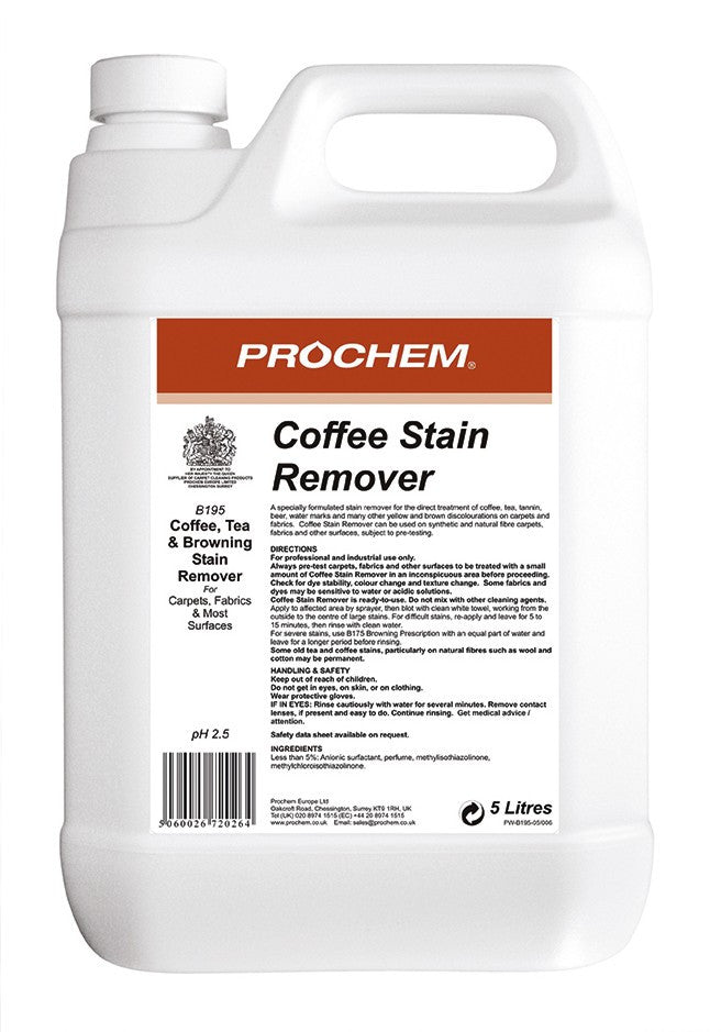 NIMBUS | Prochem B195-05 Coffee Stain Remover 5 Litre | Chemicals, Multibuy, Problem Solvers, Prochem, prochem chemicals, Spot & Stain Removers, Stain Removers, | Prochem
