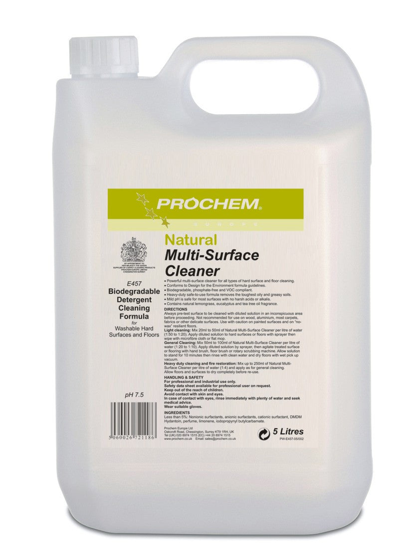 NIMBUS | Prochem E457-05 Natural Multi-Surface Floor Cleaner 5 Litre | Chemicals, Multibuy, Natural Range, Prochem, prochem chemicals, | Prochem