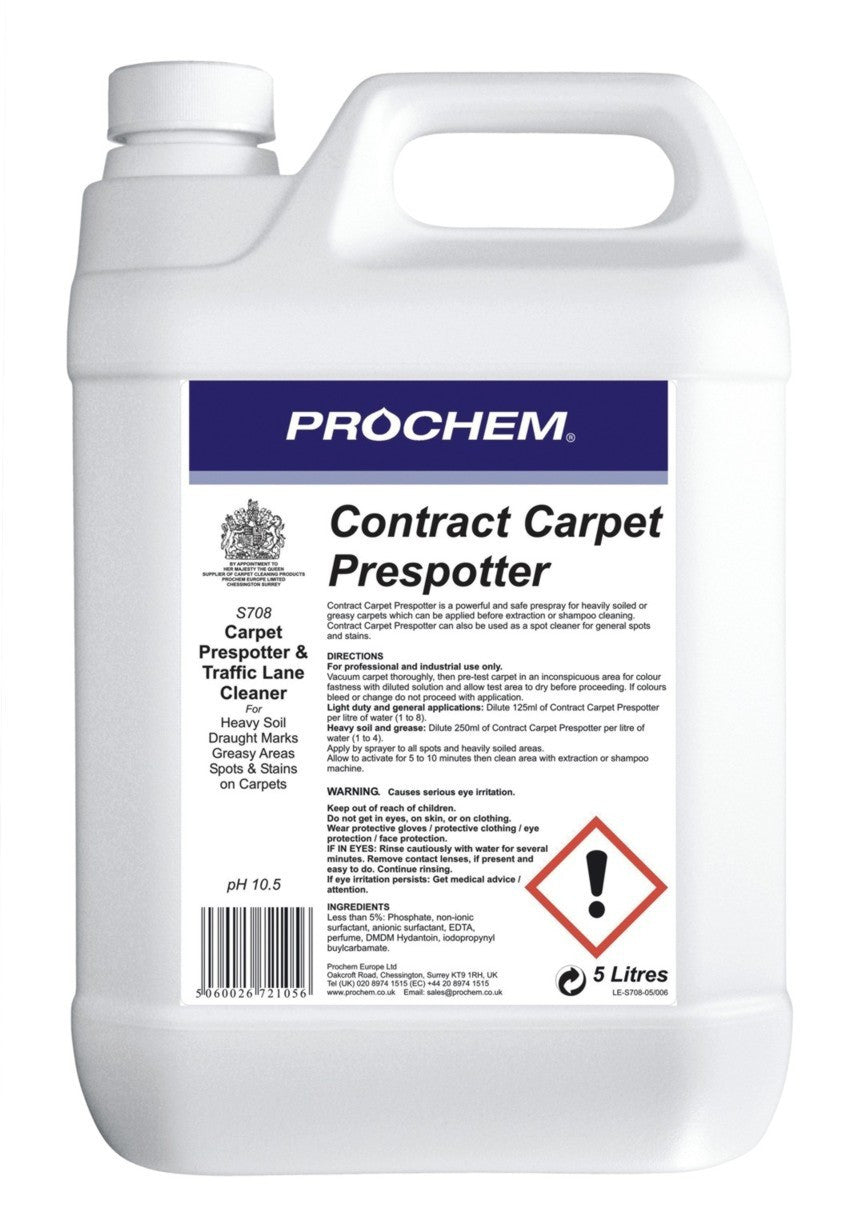 NIMBUS | Prochem S708-05 Contract Carpet Prespotter 5 Litre | Carpet Presprays & Traffic Lane Cleaners, Chemicals, Multibuy, Pre-Sprays, Prochem, prochem chemicals, | Prochem