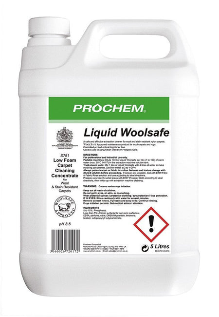 NIMBUS | Prochem S781-05 Liquid Woolsafe 5 Litre | Carpet Extraction Liquid Detergents, Chemicals, Extraction Liquids, Multibuy, Prochem, prochem chemicals, | Prochem