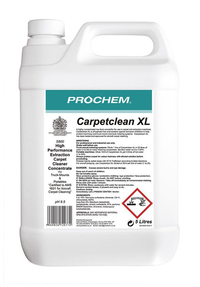 NIMBUS | Prochem S800-05 Carpetclean XL 5 Litre | Carpet Extraction Liquid Detergents, Chemicals, Extraction Liquids, Multibuy, Prochem, prochem chemicals, | Prochem